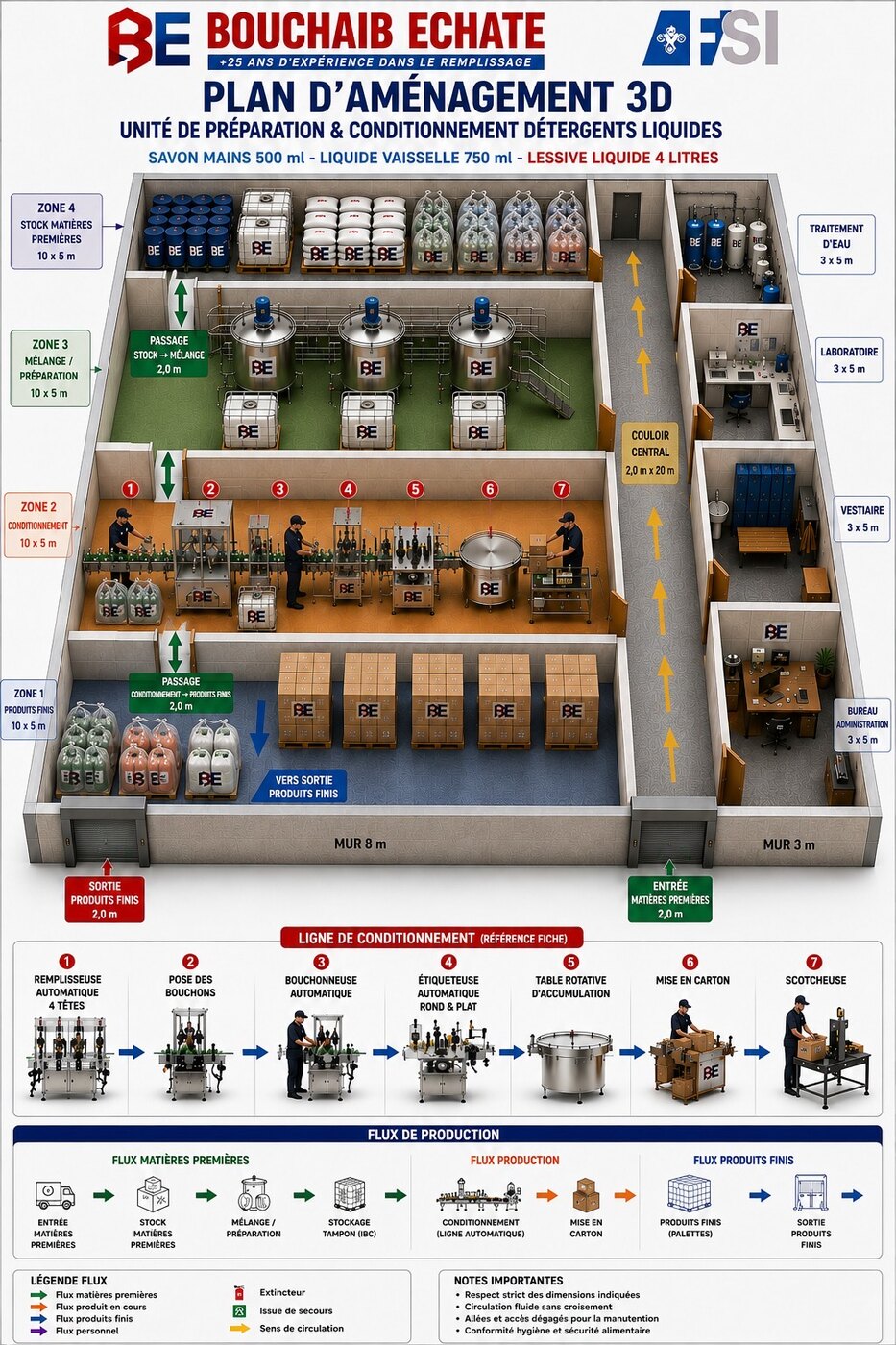 Infographie : de la remplisseuse semi-automatique à la ligne automatique complète — 3 niveaux d'évolution, Bouchaib Echate